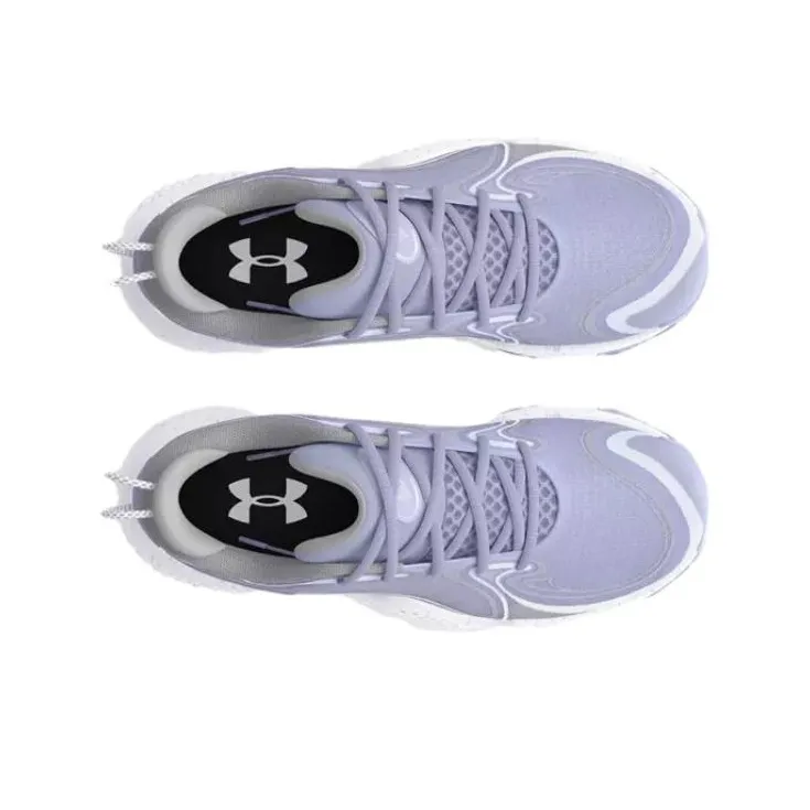 Under Armour UA Spawn 6 Anti Slip Wear Resistant Low Top Basketball Shoes Unisex White Purple-3