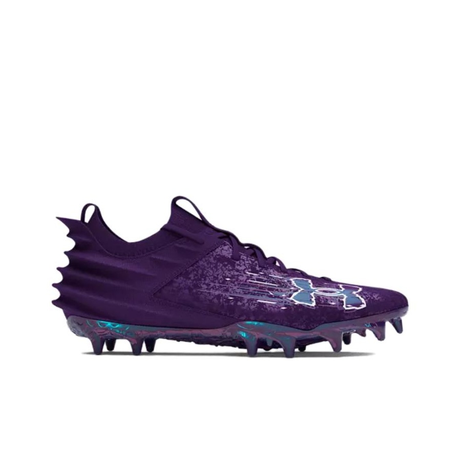 Purple and white under armour highlight cleats best sale