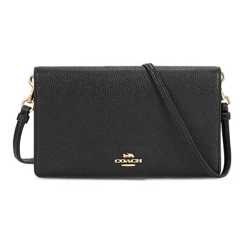 COACH Hayden Polished Grain Leather Shoulder Bag, Crossbody Bag Women's Black-0