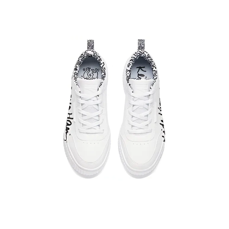 KH LIANMING x Anta Life Collection Slip Resistant Lightweight Coverage Low Top Skateboard Shoes Men's White Black-3