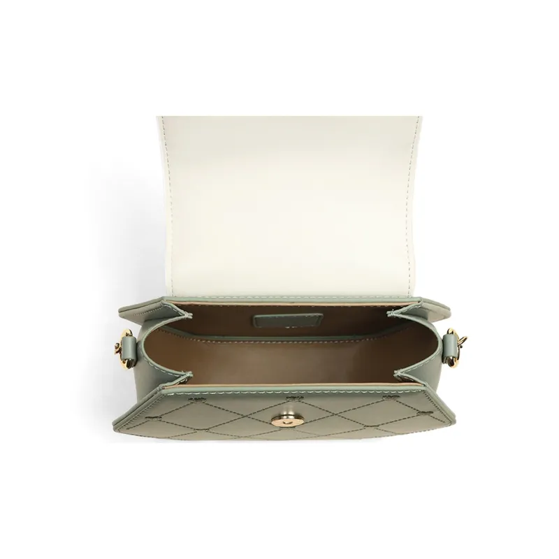 COMELY Cow Leather Shoulder Bag Chain Commute Bag Crossbody Bag Regular Women's White Green-4