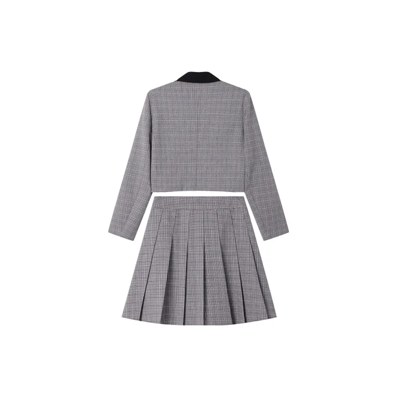 LOUISY AO Skirt Set Women's Gray Plaid-1