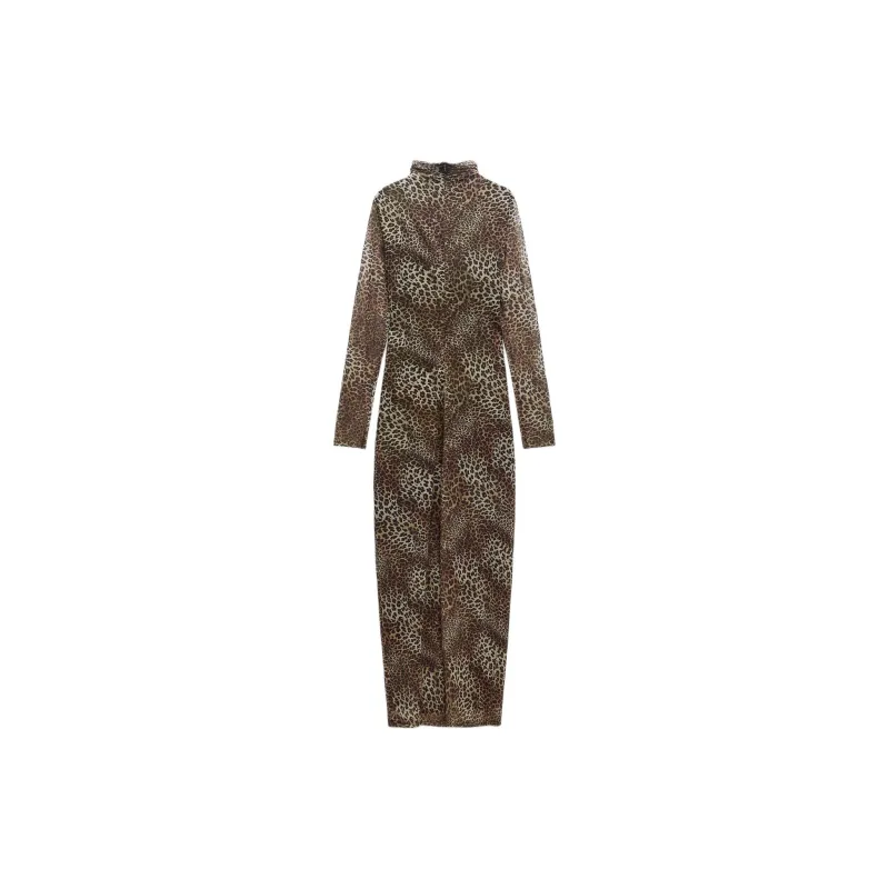 ZARA Long-Sleeved Dresses Women's Leopard Print-1