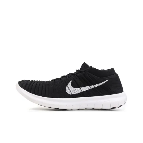 Nike Free Rn Motion Flyknit Black White-Volt-Dark Grey Women's