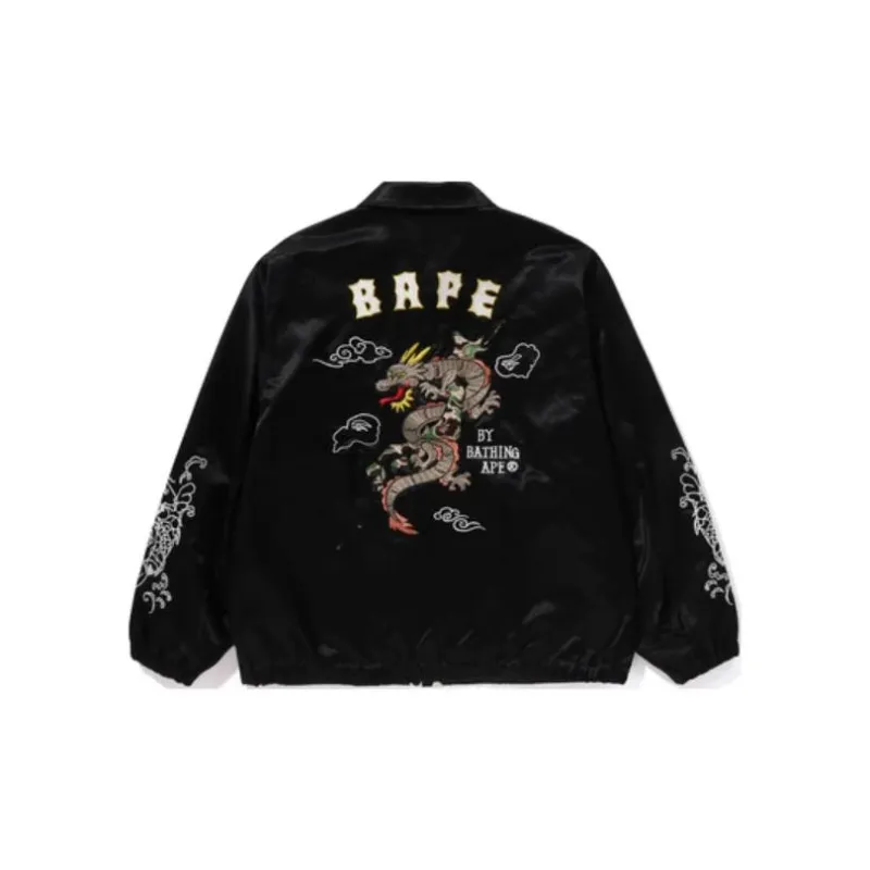A BATHING APE Souvenir Embroidered Design Satin Jacket-1
