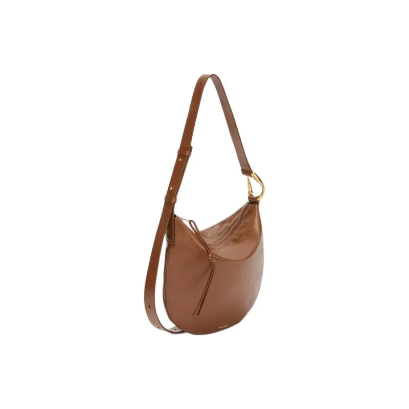 JIL SANDER Calfskin Hobo Bag, Portable Crossbody Bag, Shoulder Bag Trumpets Women's Brown-1