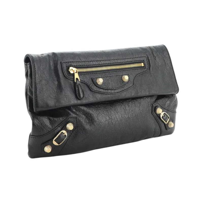 Balenciaga Lambskin Bonded Leather Crossbody Clutch Mini Women's Black-1