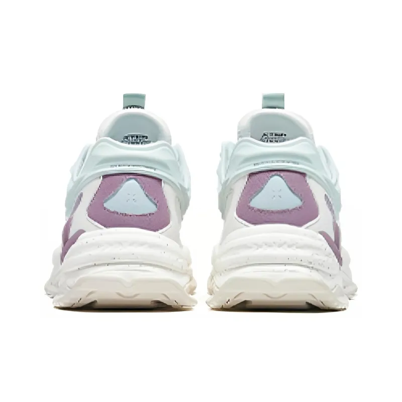 XTEP Shanhai Collection Anti-Slip Wear-Resistant Breathable Lightweight Low-Top Casual Shoes Women's White Green Purple-3
