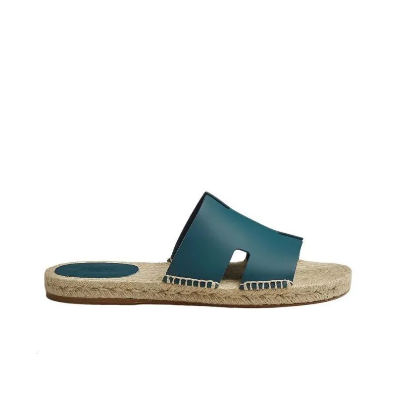HERMES Antigua Espadrille Bleu Canard Calfskin Leather-1