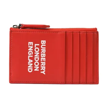 Burberry Cow Leather Wallets Card Holders Unisex Red