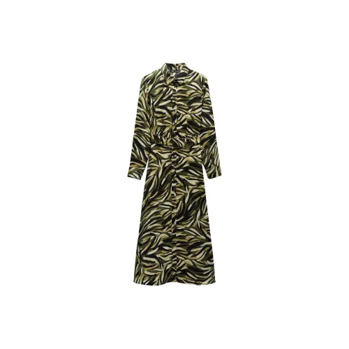 ZARA Long-Sleeved Dresses Women's Green