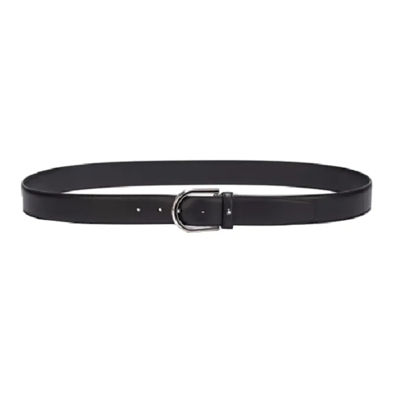 MONTBLANC Leather Belts Men's Black Width 3.5cm-2