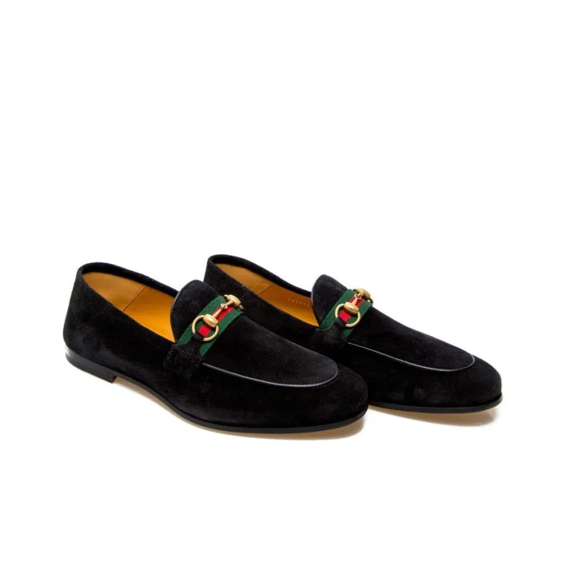 GUCCI Horsebit Loafers Flat Shoes Men's Black-3