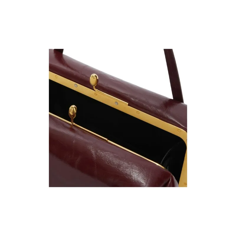 JIL SANDER Calfskin One Shoulder Handbags Small Size Women's Burgundy-2