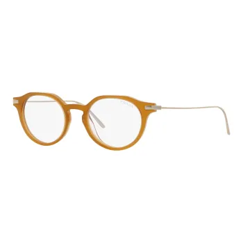 PRADA Titanium Plastic Round Eyeglass Frames Men's Orange