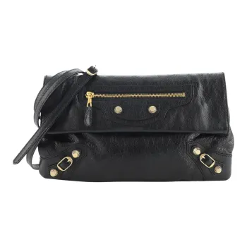 Balenciaga Lambskin Bonded Leather Crossbody Clutch Mini Women's Black