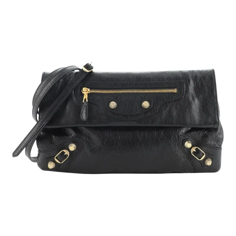 Balenciaga Lambskin Bonded Leather Crossbody Clutch Mini Women's Black-0