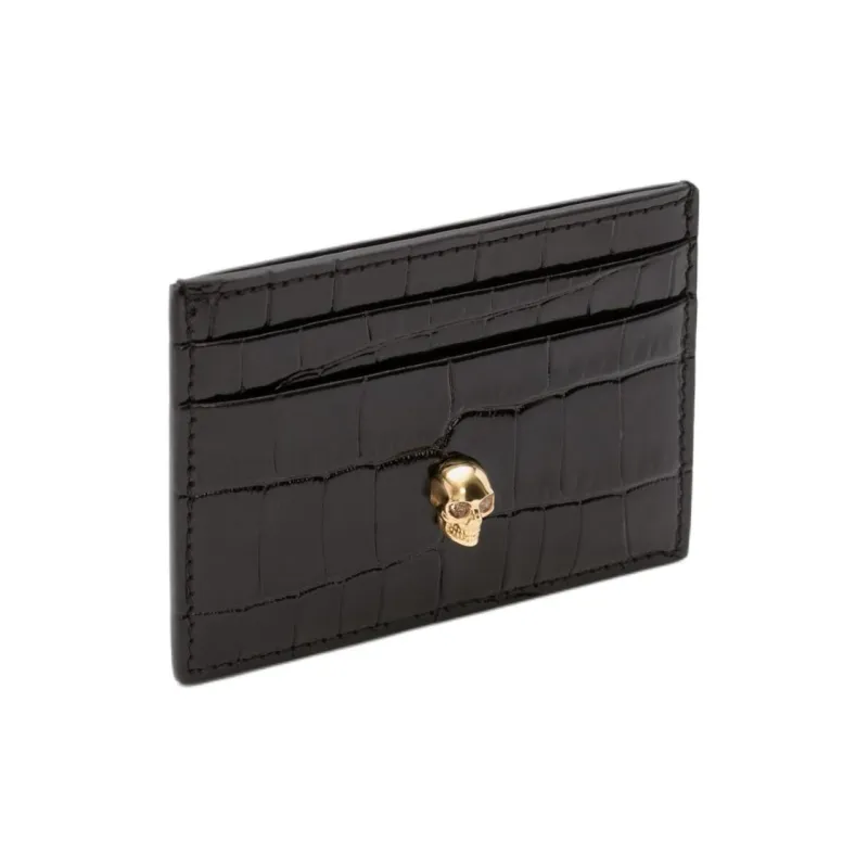 Alexander McQueen Skull Embossed Crocodile Effect Cardholder-1