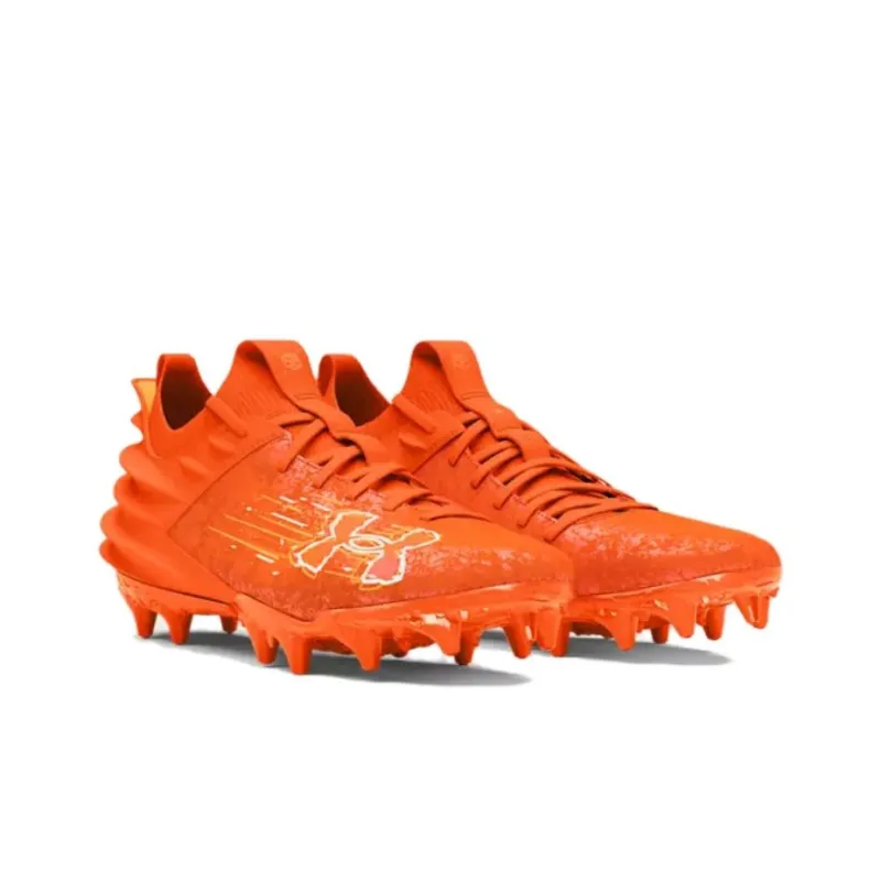Under Armour AG Rubber Short Studs Anti Slip Wear Resistant Soccer Shoes Men's Orange-2