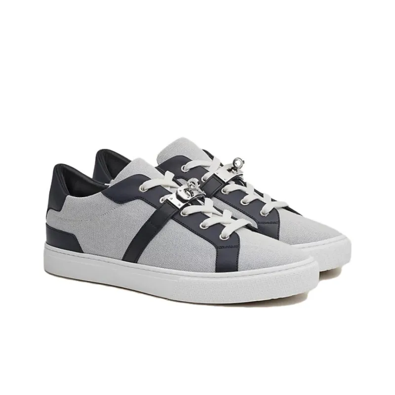 HERMES Day Low Top Stylish Skateboarding Shoes Men's Gray Blue-4