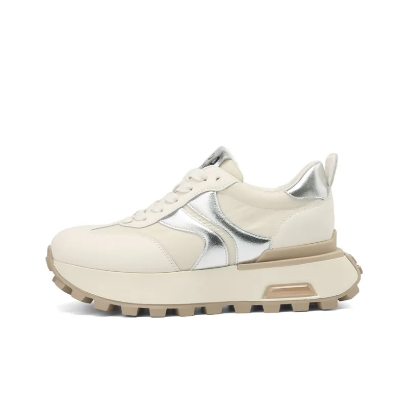 JOSINY Chunky Sneakers Women's Low Top White Gold/White Silver-7