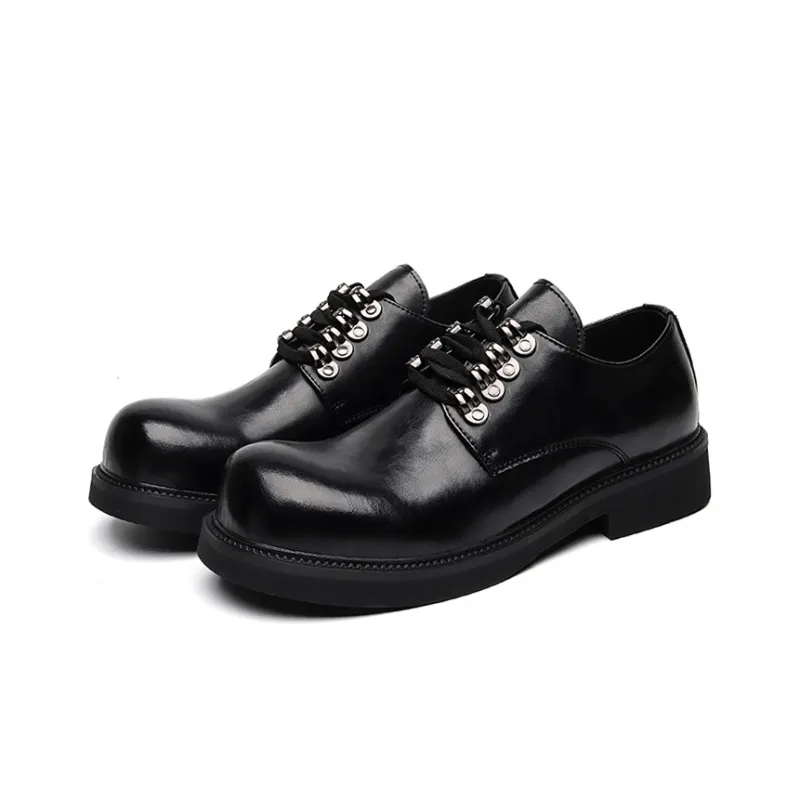 GZZ Dress Shoes Men Low Top Black-2