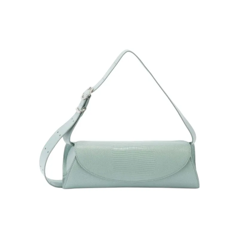 JIL SANDER Lizard Embossed Calfskin One Shoulder Handbag Small Size Women's Hong Kong Blue-0