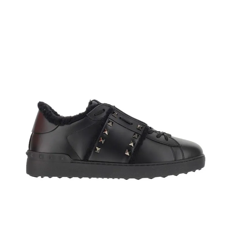 Valentino Rockstud Stylish Skateboarding Shoes Men's Black-1