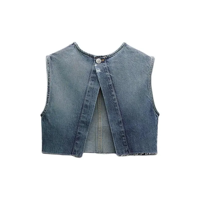 ZARA Crop Tops Women's Blue-1
