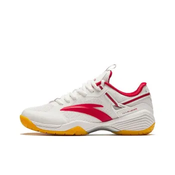 Anta Cushioning Wear Resistant Low Top Badminton Shoes Women's White Red