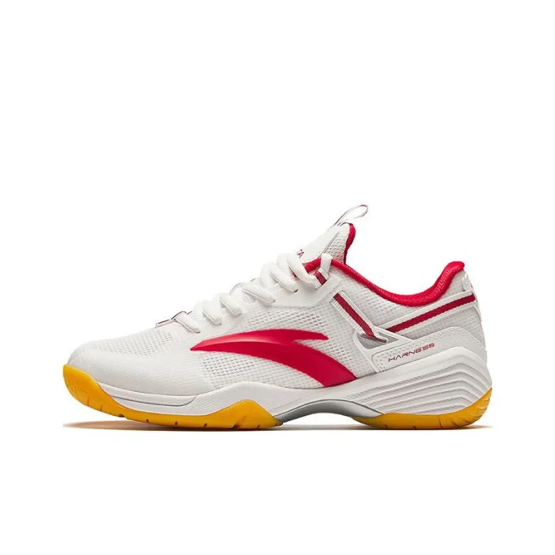 Anta Cushioning Wear Resistant Low Top Badminton Shoes Women's White Red-0