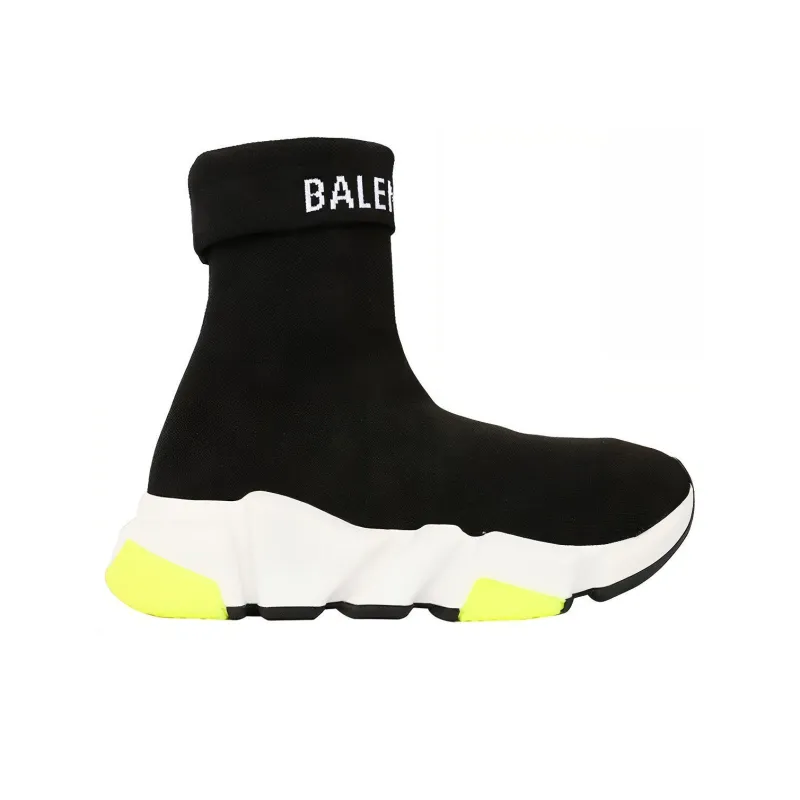 Balenciaga Speed Sneaker Cuffed 'Black Yellow'-1
