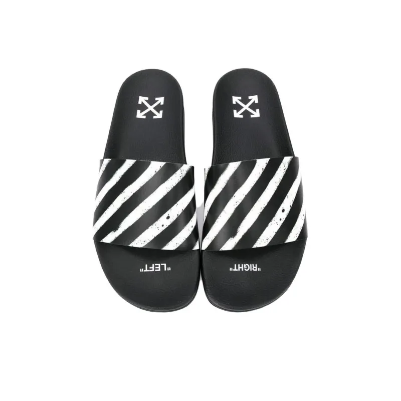 OFF WHITE Spray Stripes Slider Black White SS20-5