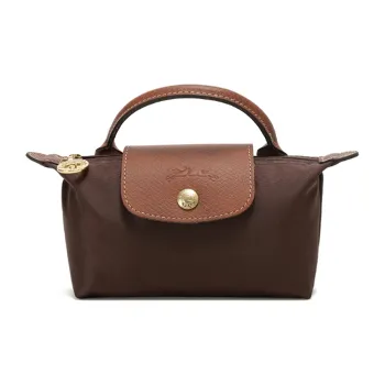 LONGCHAMP Fabric Cow Leather Dumpling Bag Makeup Bag Handbag Women's Tan