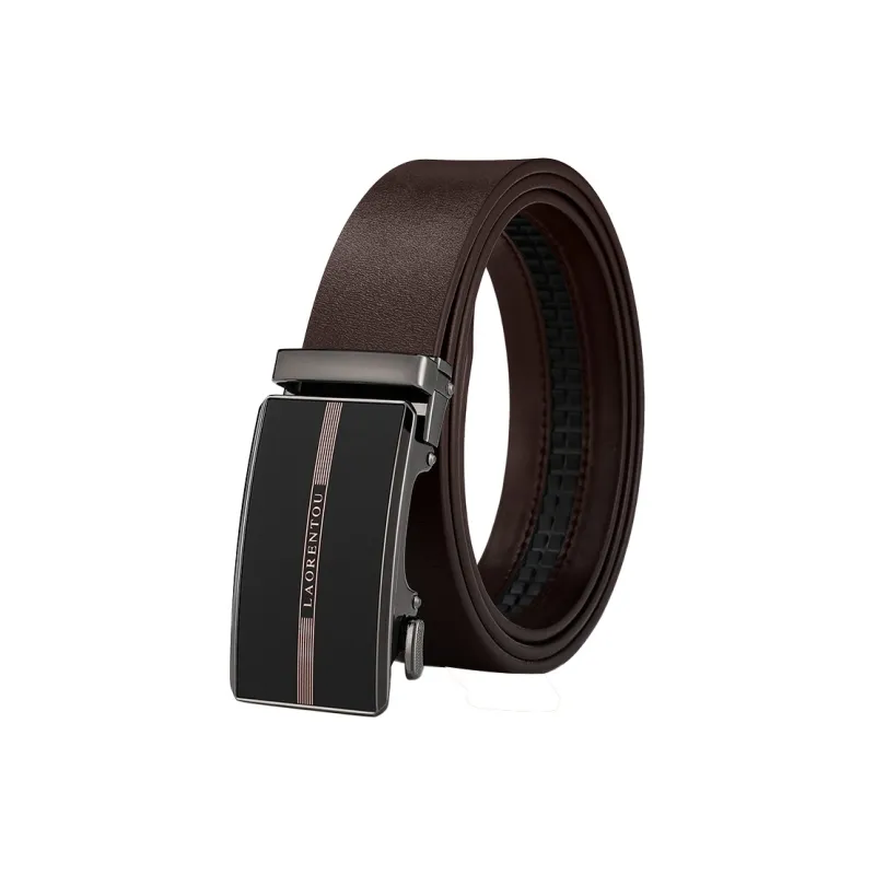 Old Man's Head Automatic Buckle Fashion Business Casual Alloy Leather Belts Men's Black 3.5cm Width-2