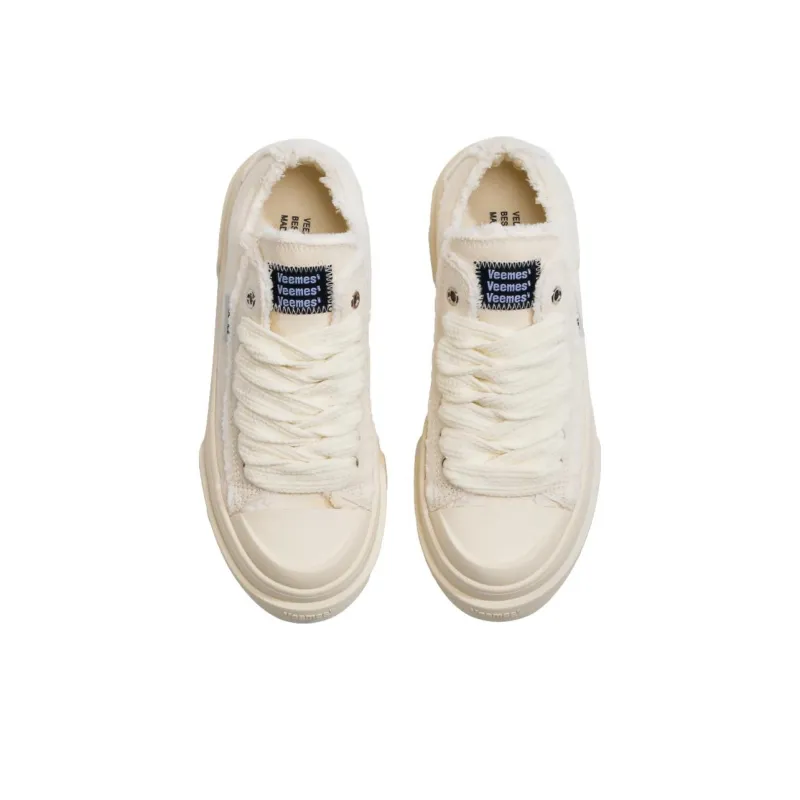 VEEMES Canvas Shoes Unisex Low Top Ecru-3