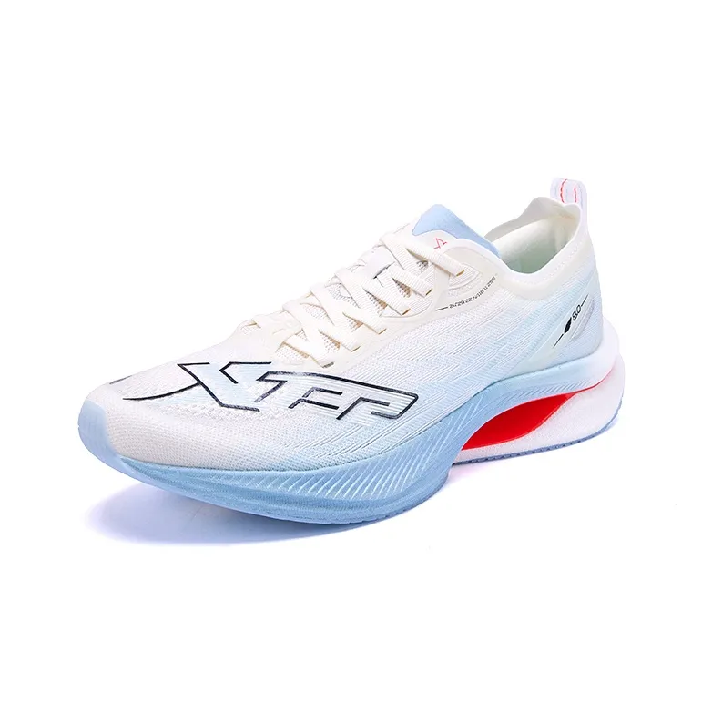 XTEP Cushioning Anti Slip And Wear Resistant Lightweight Rebound Low Top Training Running Shoes Men's White Blue-1