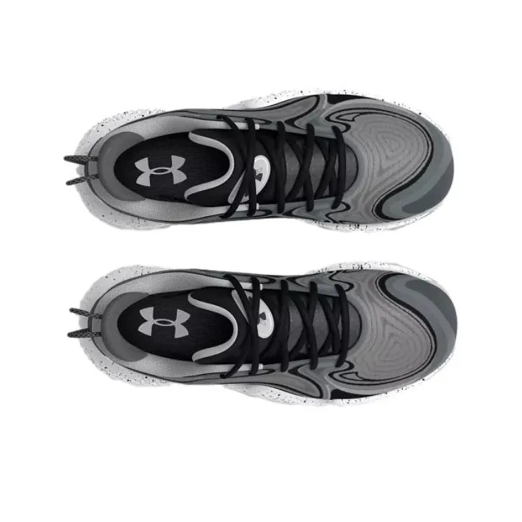 Under Armour UA Spawn 6 Anti Slip Wear Resistant Low Top Basketball Shoes Unisex Black Gray Color-3
