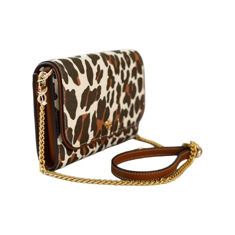 TORY BURCH Emerson Canvas With Leather Shoulder Bag Crossbody Bag Small Size Women's Brown-3