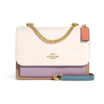 COACH Klare Cow Leather Trunk Bag Shoulder Bag Crossbody Bag Small Size Women's White & Purple