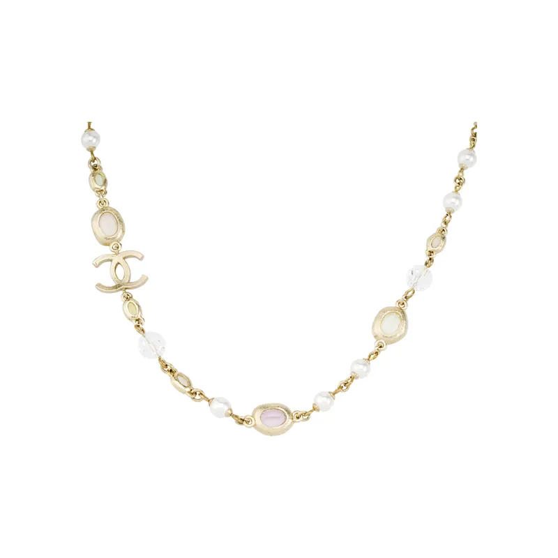 CHANEL Necklaces Women's Gold, Pearl White-2