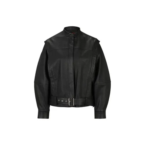 HUGO BOSS Leather Jackets Women's Black