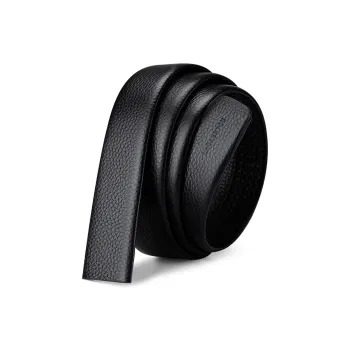 Old Man's Head Top Grain Cow Leather Buttonless Headband Business Classic Woven Belt Automatic Buckle Men's Width 3.5cm
