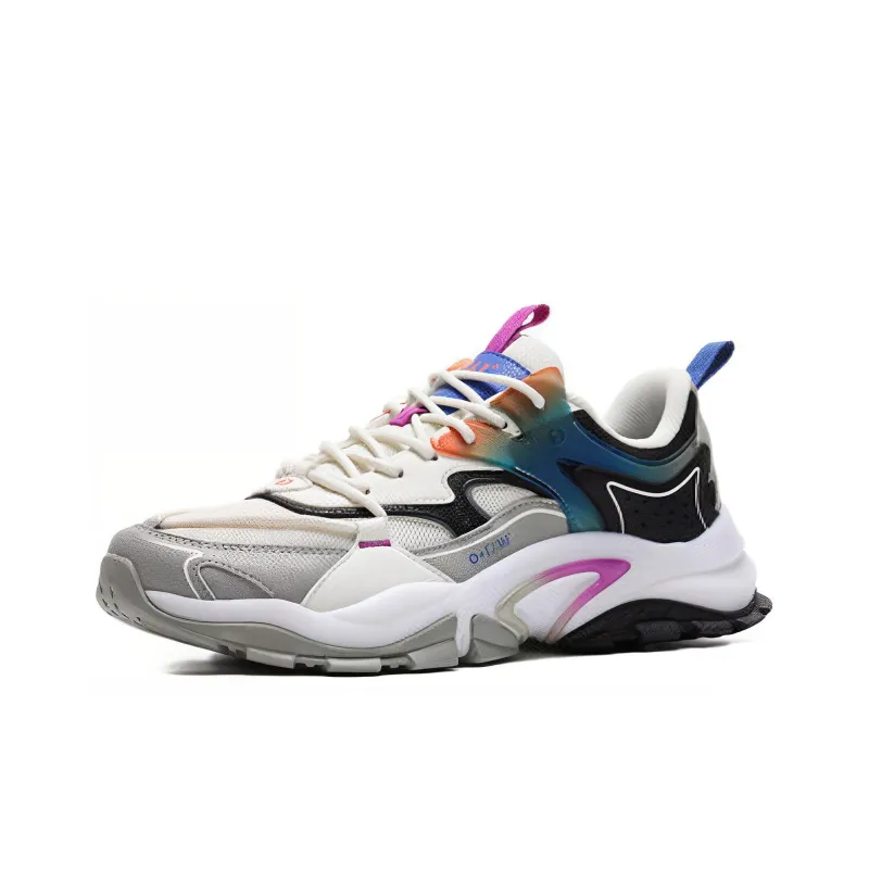 361° Prehistoric Giant Creatures Cushioned Slip-Resistant Low-Top Chunky Sneakers Men's White Gray-2