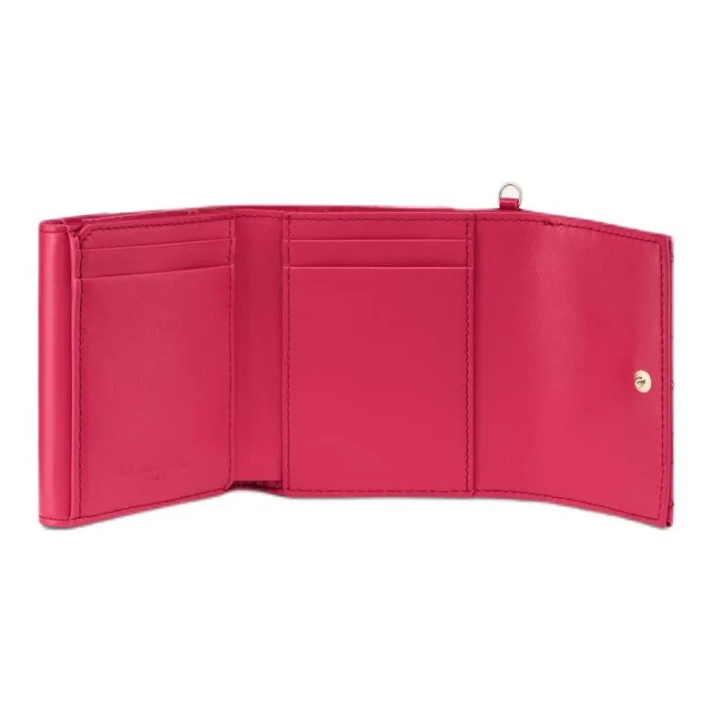 DIOR Lady Dior Patent Leather Wicker Pattern Calfskin Wallet Women's Passion Pink-4