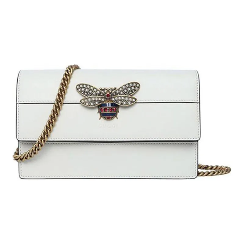 GUCCI Queen Margaret Leather Shoulder Bag, Crossbody Bag Women's White-1