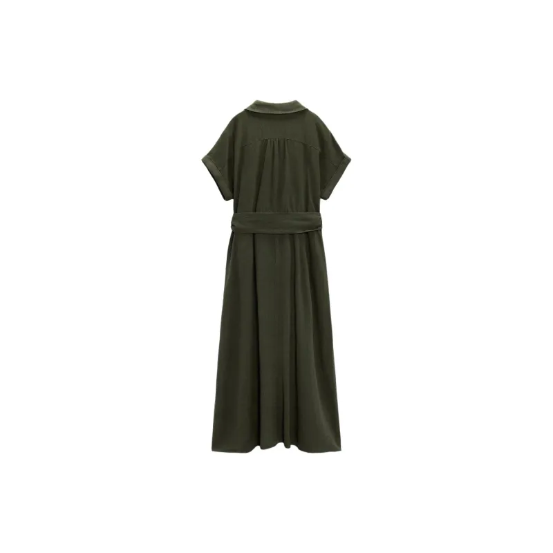 ZARA Short-Sleeved Dresses Women's Khaki-1