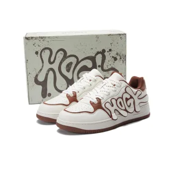 HOGK Anti Slip And Wear Resistant Height Increasing Skateboard Shoes Unisex Milk Coffee