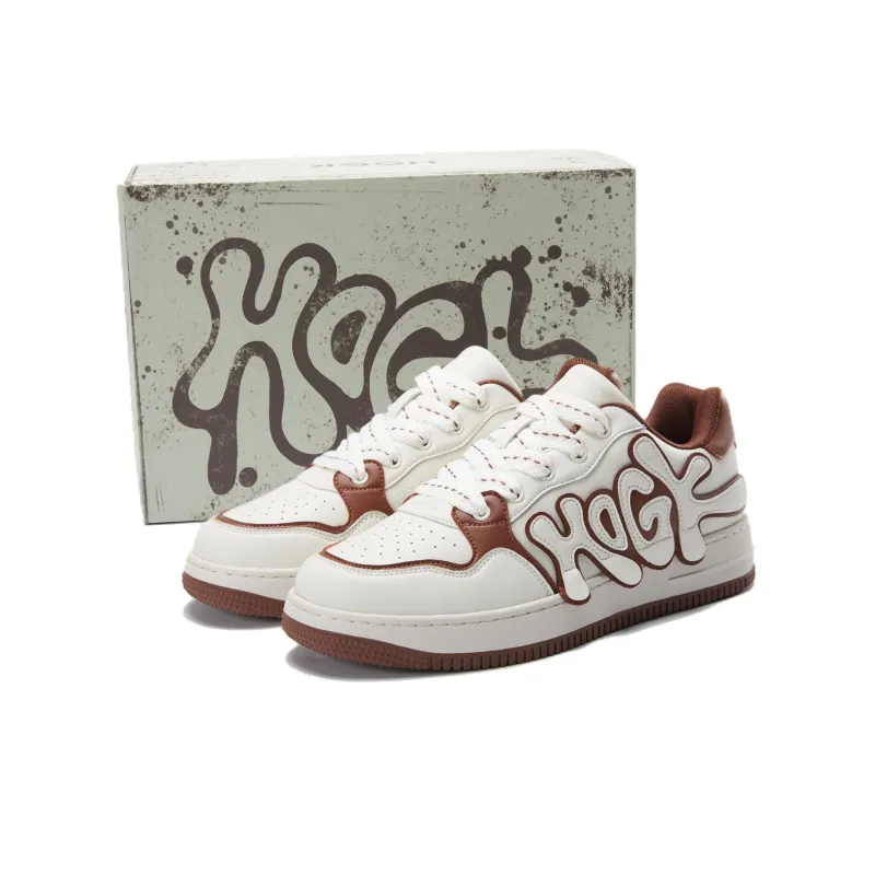 HOGK Anti Slip And Wear Resistant Height Increasing Skateboard Shoes Unisex Milk Coffee-0