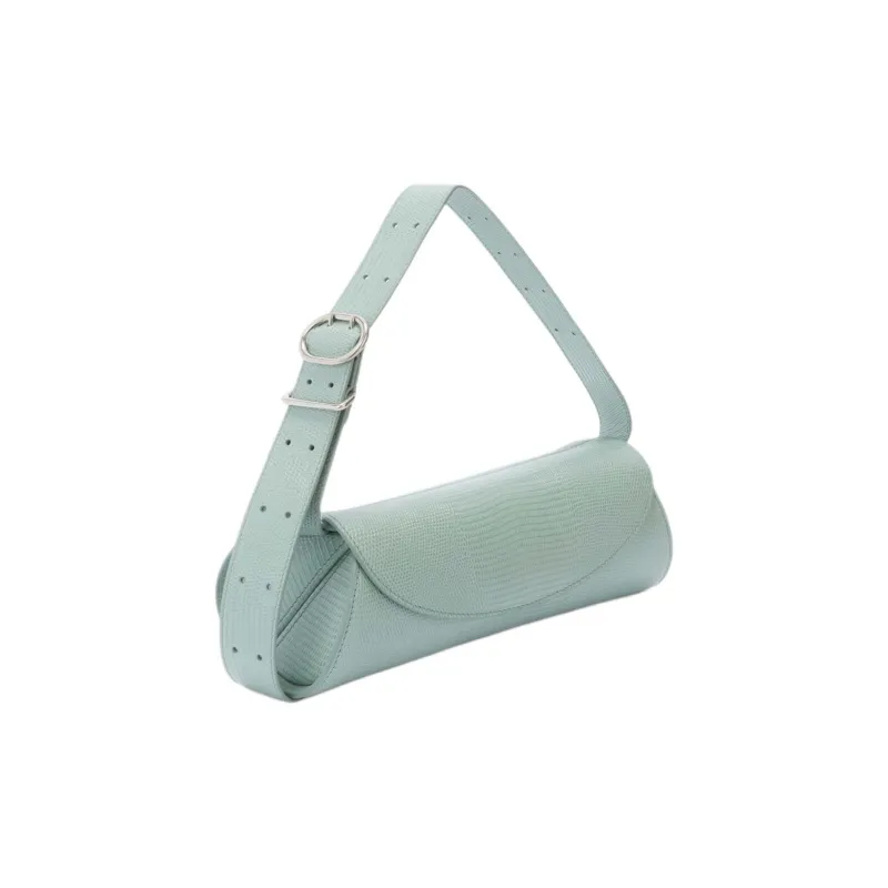 JIL SANDER Lizard Embossed Calfskin One Shoulder Handbag Small Size Women's Hong Kong Blue-1
